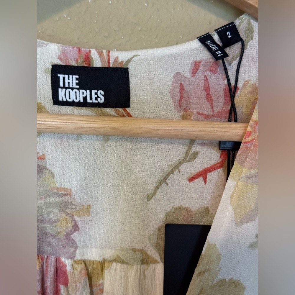 NWT The Kooples Pink Floral Silk Ruffle Maxi Dress Luxury Size 2 Medium $715 - Picture 4 of 9